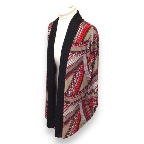 EasyWear by Chico’s Women’s 3/4 Sleeve Mixed Media Open Front Cardigan, US XL - Picture 2 of 8